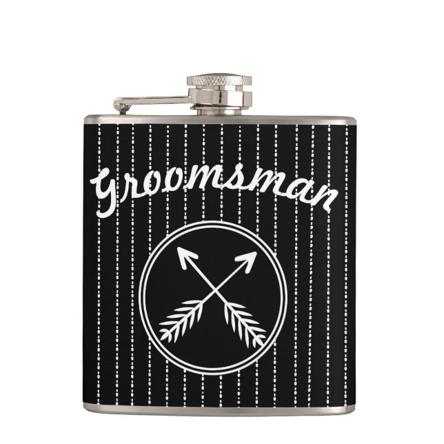 Groomsman Crossed Arrows Any Custom Colour Flask (Front)