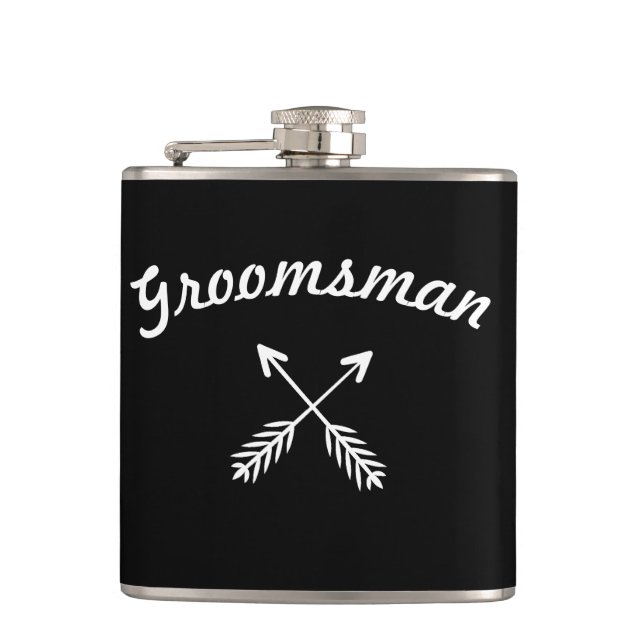 Groomsman Crossed Arrows Any Custom Colour Flask (Front)
