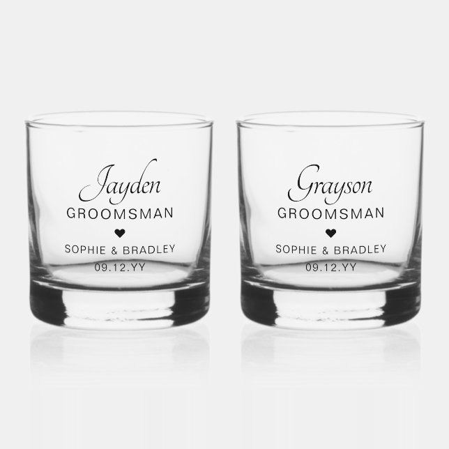 Groomsman Custom Personalised Name Wedding Party Whiskey Glass (Front)