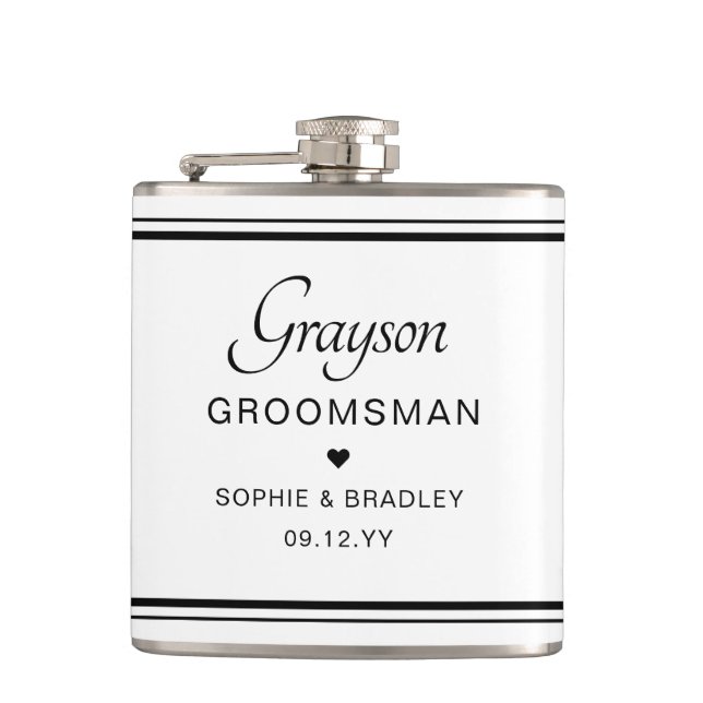 Groomsman Custom Personalised Wedding Party  Hip Flask (Front)