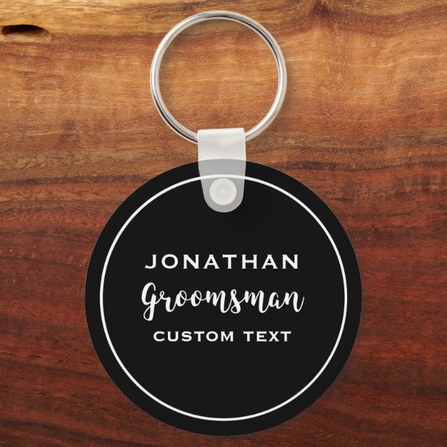 Groomsman Custom Wedding Favour Modern Monogram Keychain (Front)