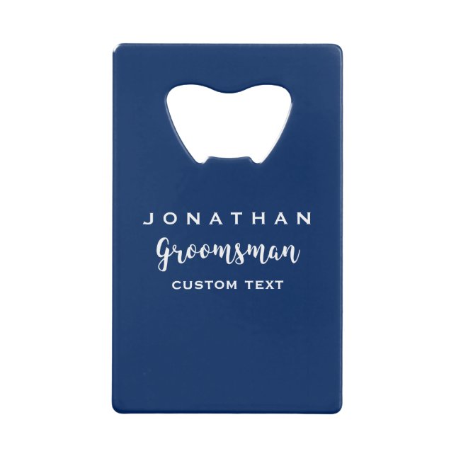Groomsman Custom Wedding Favour Modern Monogram Wallet Bottle Opener (Front)