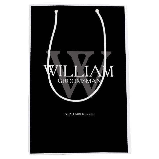 Groomsman Elegant Modern Medium Gift Bag (Front)