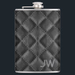 Groomsman Embossed Monogram Black Leather Hip Flask<br><div class="desc">This monogram flask blends timeless style with a modern twist,  offering a sophisticated and personalized gift for your groomsman. The sleek faux leather exterior is reminiscent of genuine leather while being cruelty free,  eco friendly and budget friendly.</div>
