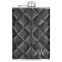 Groomsman Embossed Monogram Black Leather