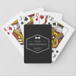 Groomsman Favour Tuxedo Tie Black Wedding Playing Cards<br><div class="desc">Elegant groomsman favour playing cards featuring white bow and modern script text which can be completely customized.</div>