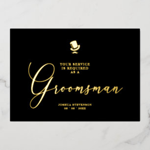 Groomsman Funny Wedding Minimalist Proposal Golden