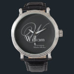 Groomsman Gift Elegant Monogram Initial Name Cool Watch<br><div class="desc">Groomsman Groomsmen Gift Elegant Monogram Initial Personalized Name Cool Watch. Click personalize this template to customize it with your monogram initial, the name and marriage date quickly and easily. Groomsman Gift Elegant Monogram Initial Name Cool Watch, is part of the Groomsman Gift Collection in this store. 30 Day Money Back...</div>