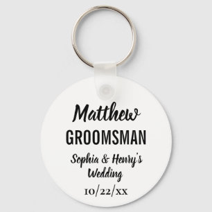 Groomsman Gift Modern Typography Wedding Keychain