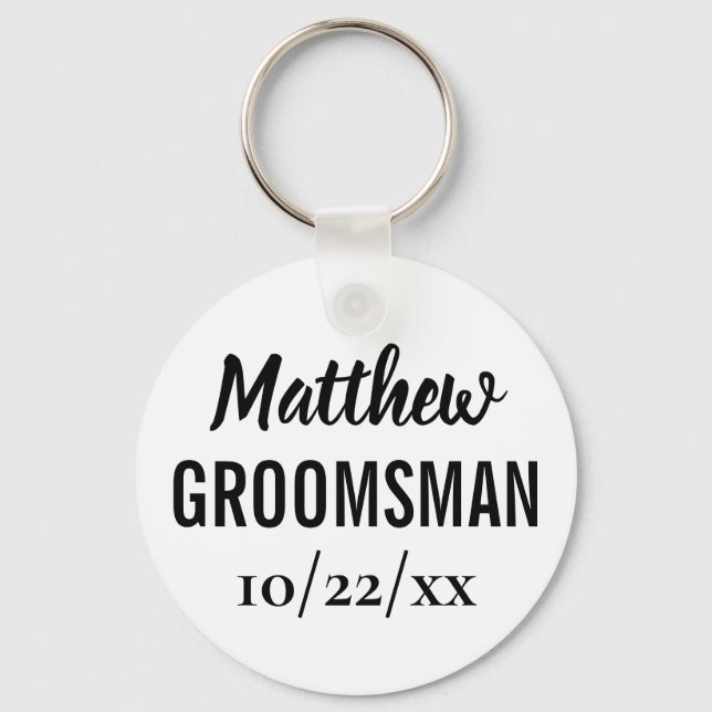 Groomsman Gift Modern Typography Wedding Keychain (Front)