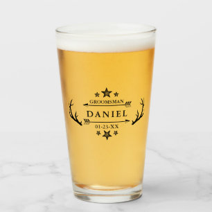 Groomsman Gift Wedding Favour Personalized Antlers Glass