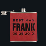 Groomsman Gifts-Red Faux Leather Texture Print Hip Flask<br><div class="desc">Elegant groomsman. and best man wedding gifts template. red faux leather texture (image of leather printed on flask).</div>