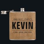 Groomsman Gifts-Wood Texture Print Hip Flask<br><div class="desc">Elegant groomsman. and best man wedding gists template. natural wood texture image of wood printed on flask.</div>