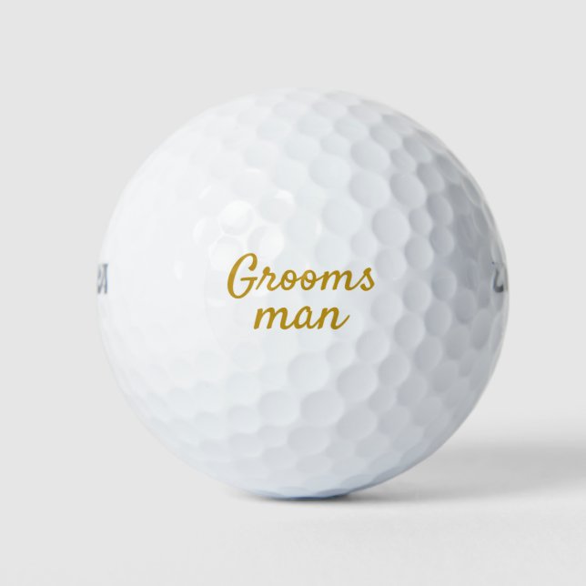 Groomsman Gold and White Souvenir Golf Balls (Front)
