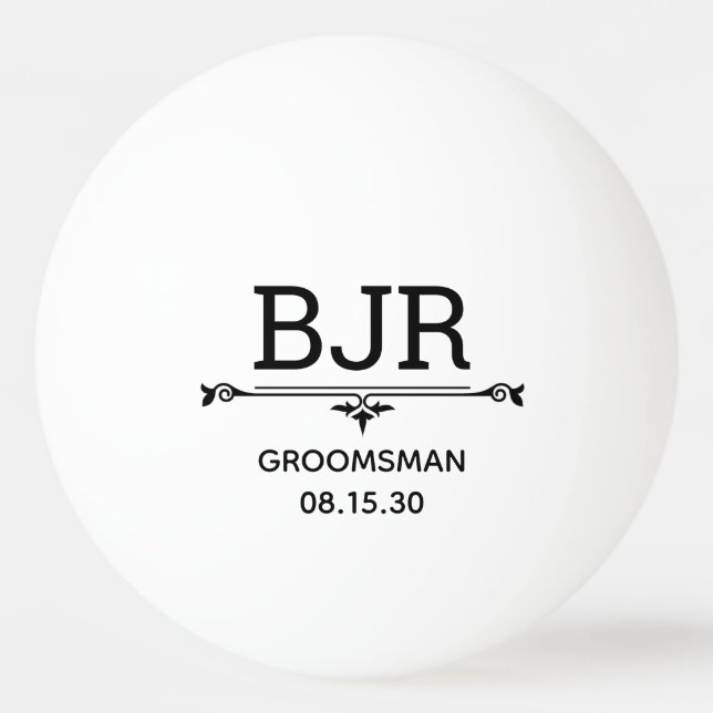 Groomsman Initials Ping Pong Ball (Front)