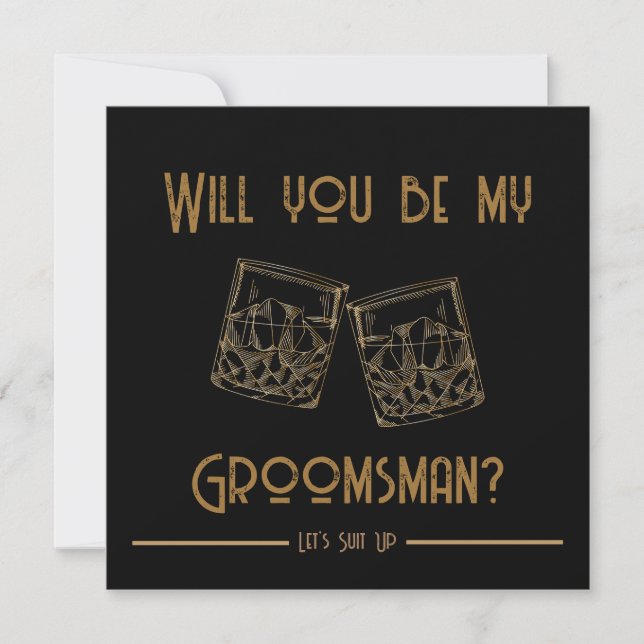 Groomsman Invitation Card Whiskey Glasses  (Front)