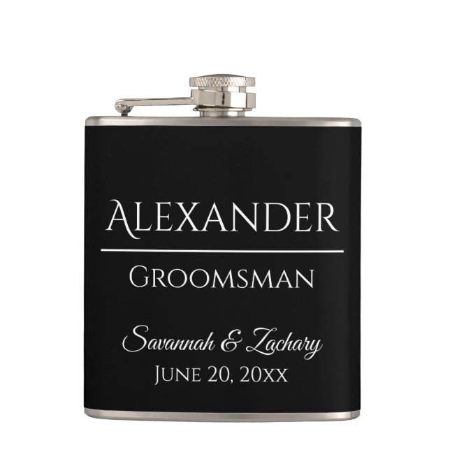 Groomsman Liquor Flask Wedding Favour Gift (Front)