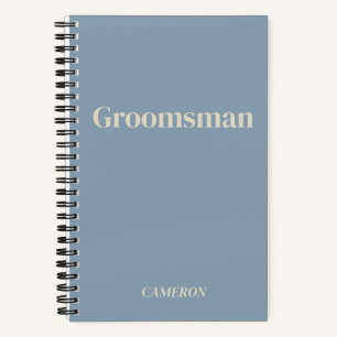 Groomsman Minimalist Personalized Dusty Blue Notebook