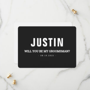 Groomsman Modern Black and White Proposal Card