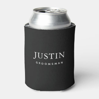 Groomsman Modern Simple Black and White Classic Can Cooler