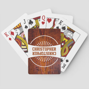 Groomsman Monogram Best Man Wood Grain Photo Playing Cards