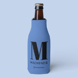 Groomsman Monogram Name Blue Bottle Cooler<br><div class="desc">Modern typography minimalist monogram name design which can be changed to personalize. Perfect for thanking your Groomsman for all their help and support in making your wedding amazing. Change the background and text colour to match your celebration.</div>