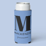 Groomsman Monogram Name Blue Seltzer Can Cooler<br><div class="desc">Modern typography minimalist monogram name design which can be changed to personalize. Perfect for thanking your Groomsman for all their help and support in making your wedding amazing. Change the background and text colour to match your celebration.</div>