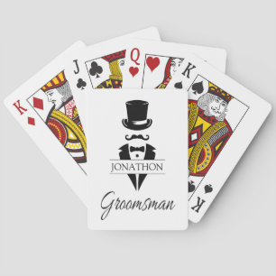 Groomsman Name Tuxedo Silhouette Playing Cards