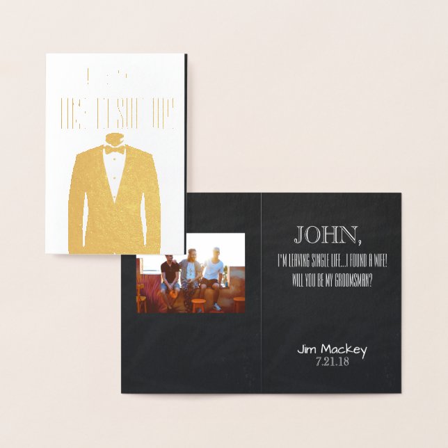 Groomsman or Best Man Proposal Invitation Gold (Display)