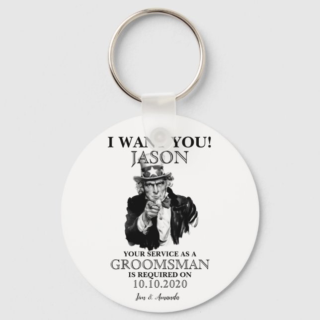 Groomsman or Best Man Proposal Invitation Keychain (Front)