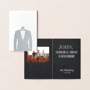 Groomsman or Best Man Proposal Invitation Silver