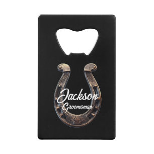Groomsman Ornate Horseshoe Credit Card Bottle Opener