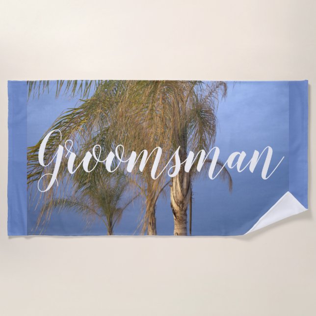 Groomsman Palm Trees Beach Towel (Front)