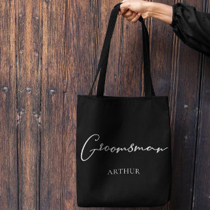 Groomsman Personalized Chic Minimalist Wedding Tote Bag