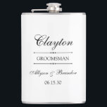 Groomsman Personalized Hip Flask<br><div class="desc">These 8 oz. flasks are a great favour for the groomsman in your wedding.  They are formal and traditional yet modern.  They'd be great for a bachelor party or weekend.</div>