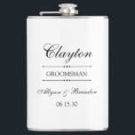 Groomsman Personalized Hip Flask<br><div class="desc">These 8 oz. flasks are a great favour for the groomsman in your wedding.  They are formal and traditional yet modern.  They'd be great for a bachelor party or weekend.</div>