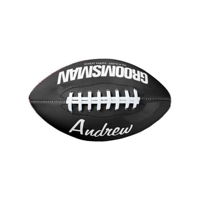 Groomsman personalized mini football wedding favou (Front)