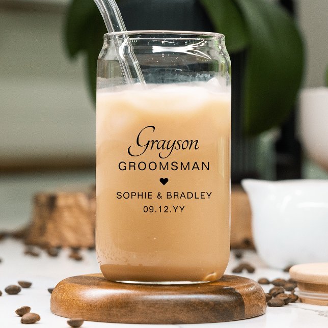 Groomsman Personalized Name Modern Wedding Gift Can Glass (Creator Uploaded)