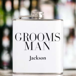 Groomsman Personalized White Black Modern Simple Hip Flask