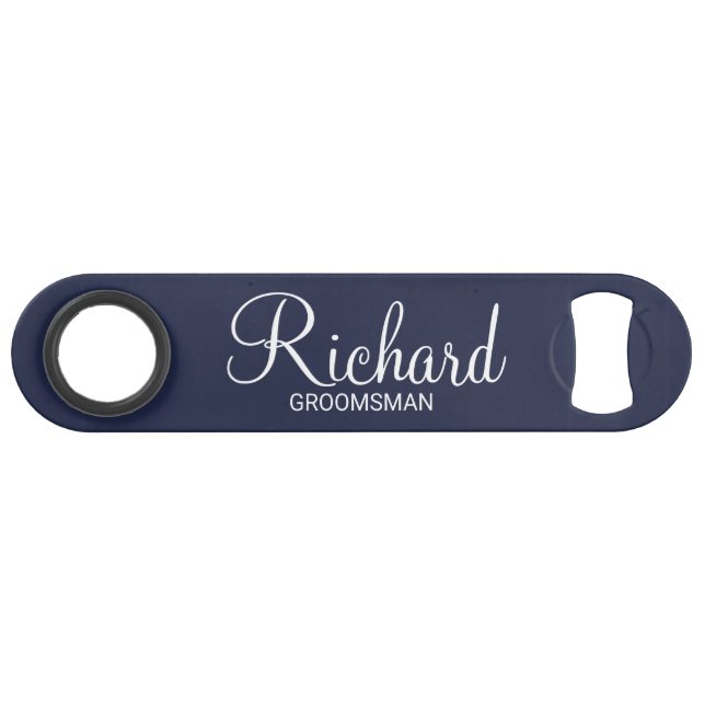 Groomsman Personnalisé bleu marine moderne (Devant (Horizontal))