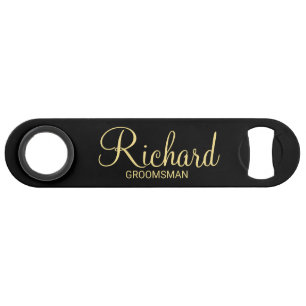 Groomsman personnalisé moderne noir et or