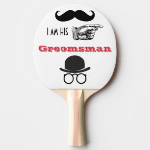 Groomsman Photo Props Hipster Moustache Beard Ping Ping Pong Paddle
