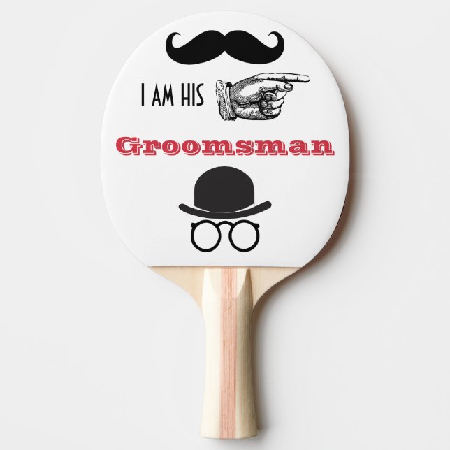 Groomsman Photo Props Hipster Moustache Beard Ping Ping Pong Paddle (Front)