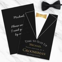 Groomsman Proposal Black Time to Suit Up Faux Gold