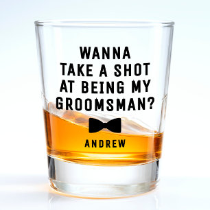 Groomsman Proposal Bowtie Take A Shot Shot Glass