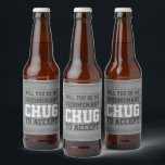 Groomsman Proposal Chug to Accept Funny Faux Wood Beer Bottle Label<br><div class="desc">Get the wedding celebration started in style with funny groomsman proposal beer bottle labels. Since they come in sets of six, an idea to add personalized names is to hand write with a white, grey or black pen. Design features a rustic grey faux wood background and stylish modern typography request...</div>