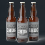 Groomsman Proposal Chug to Accept Funny Faux Wood Beer Bottle Label<br><div class="desc">Get the wedding celebration started in style with funny groomsman proposal beer bottle labels. Since they come in sets of six, an idea to add personalized names is to hand write with a white, grey or black pen. Design features a rustic grey faux wood background and stylish modern typography request...</div>