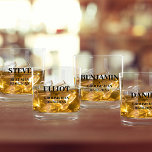 Groomsman Proposal Stylish Personalized Name Whiskey Glass<br><div class="desc">Looking for a unique way to ask your friends to be your groomsman? Check out our personalized whiskey glasses! Add their name, date and role to create a truly special gift they'll love. Our stylish, classic and modern design is perfect for any wedding theme. These glasses make a great addition...</div>