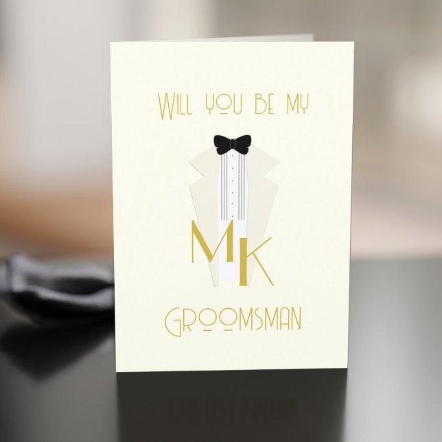 Groomsman Request Bridal Party Proposal Card (Perfect Groomsman Card if  having a 1920s style Gatsby Wedding. Just add your proposal message)