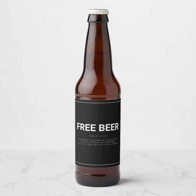 GROOMSMAN Request Funny "FREE BEER" Beer Bottle Label (Front)